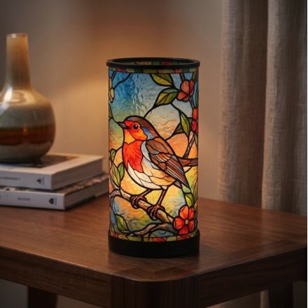 Robin Stained Glass Lamp, 22cm