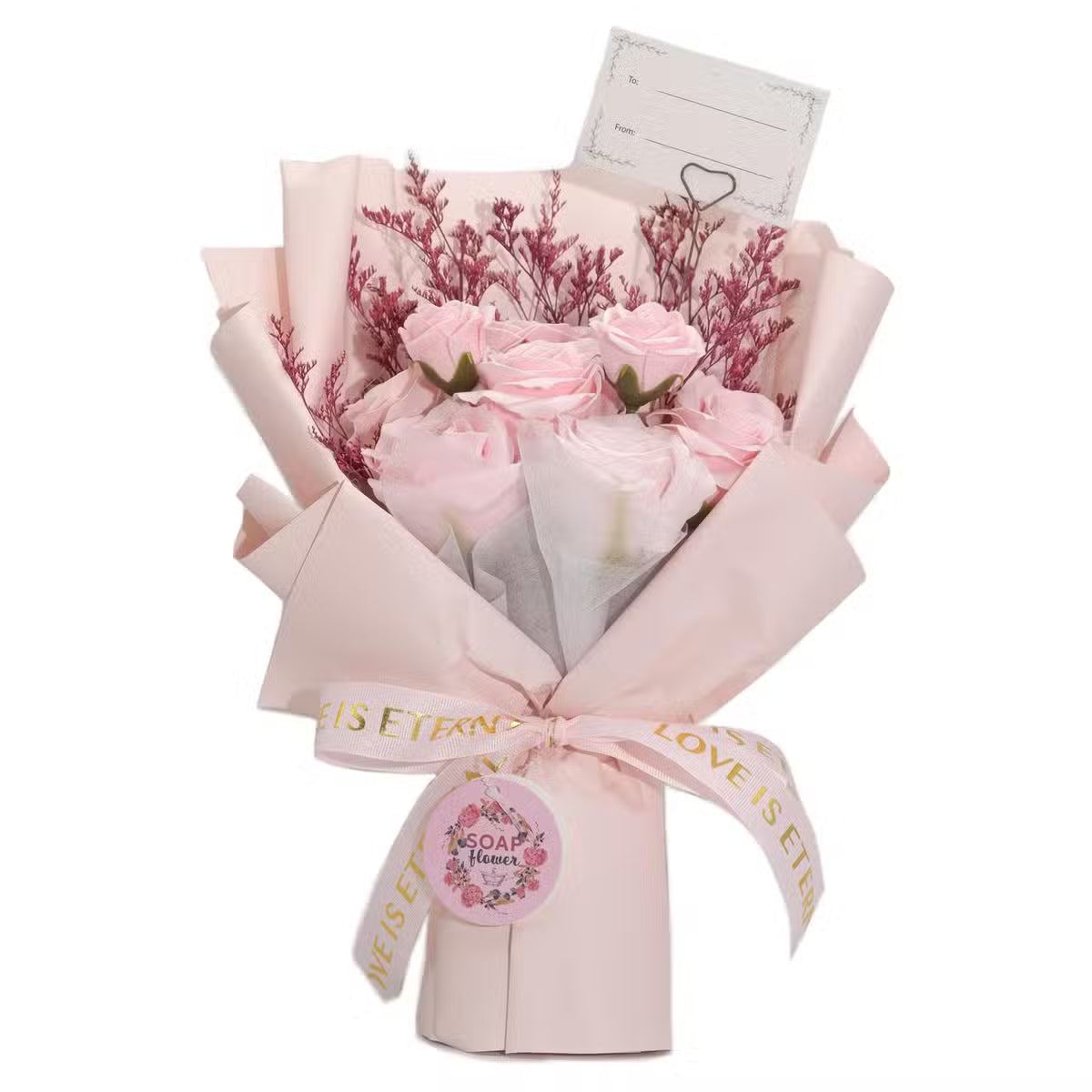 Large Pink Roses Bouquet - Love is Eternal