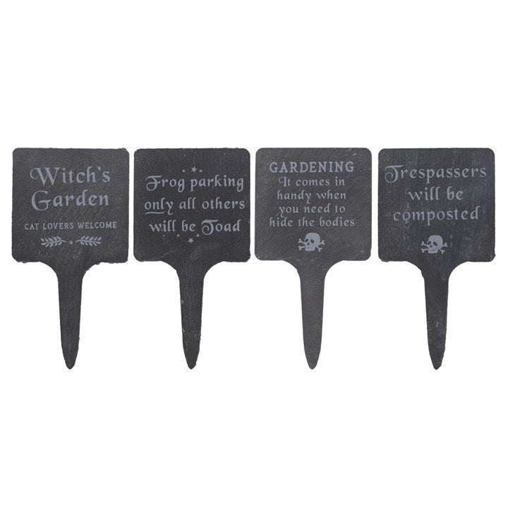 Set of 4 Slate Gothic Garden Signs - LAST CHANCE