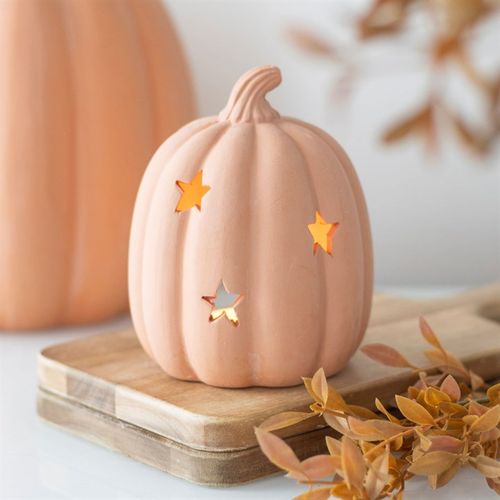 9CM TERRACOTTA PUMPKIN TEALIGHT HOLDER