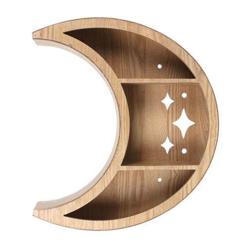 WOODEN CRESCENT MOON WALL SHELF