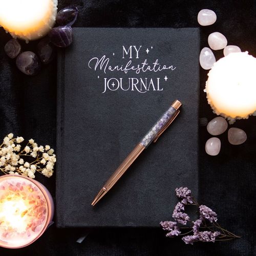 MANIFESTATION JOURNAL WITH AMETHYST PEN