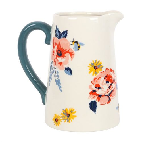 17CM BEE-UTIFUL FLORAL CERAMIC FLOWER JUG