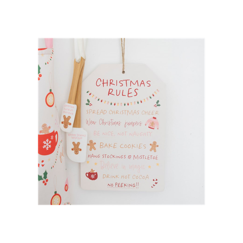 SUGARPLUM FUN CHRISTMAS RULES HANGING SIGN