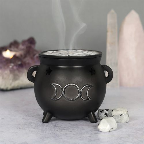 TRIPLE MOON CAULDRON INCENSE CONE HOLDER