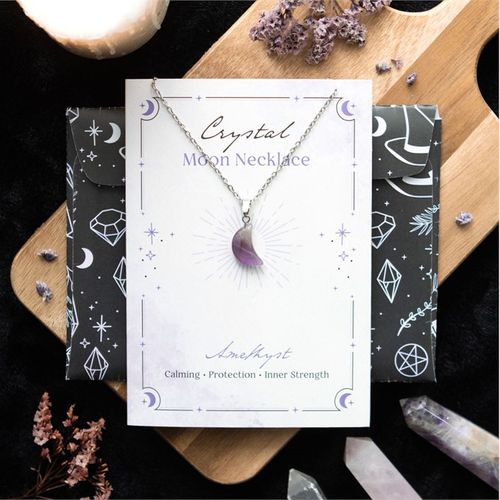 Crystal Moon Necklace on Greeting Card