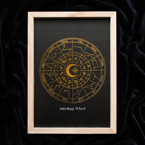 ASTROLOGY WHEEL FRAMED WALL ART PRINT