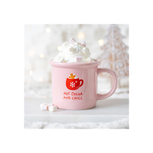 PINK HOT COCOA AND CHILL MUG