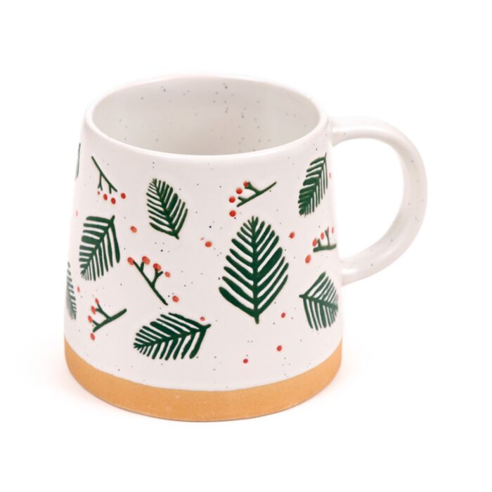 Pine Sprigs & Berries Tapered Stoneware Mug