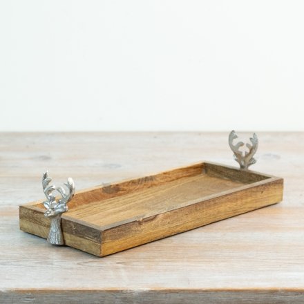 Tray with Reindeer Handle, 44cm