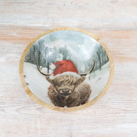 Winter Highland Cow Bowl, 23cm