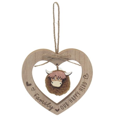 Family Highland Cow Plaque, 15cm
