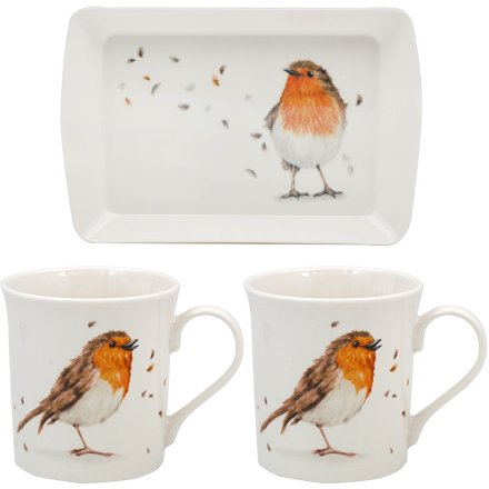 Robins Mug & Tray Set, 24cm