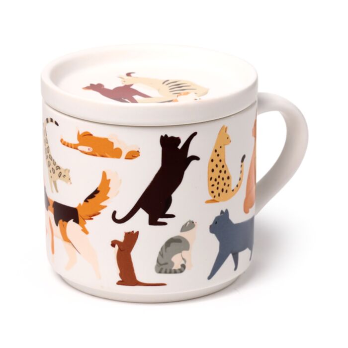 Feline Fine Cats (New) Porcelain Mug & Coaster Lid Set