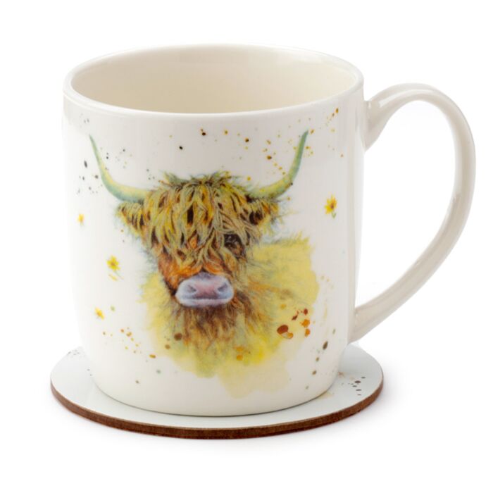 Porcelain Mug & Coaster Set - Jan Pashley Highland Coo