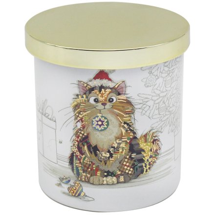 Bug Art Xmas Ginger Cat Candle, 10cm