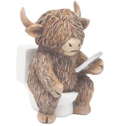 Highland Cow Sat On Toilet, 12cm