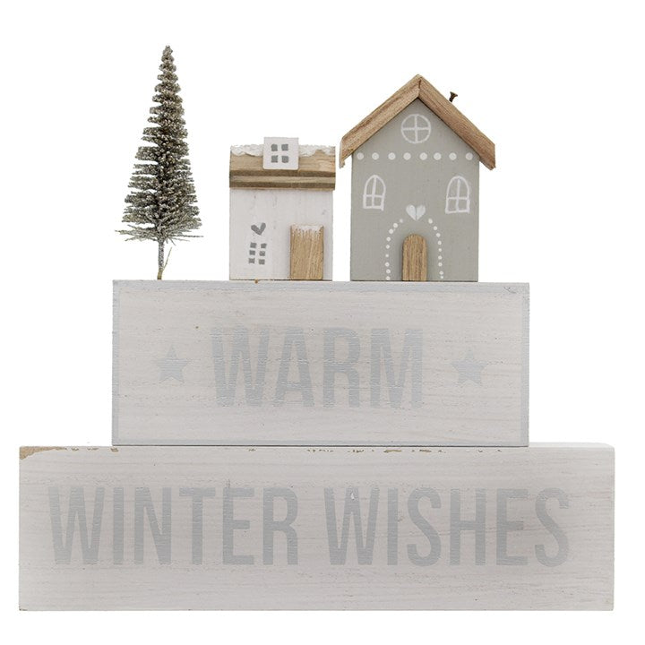 20cm Warm Winter Wishes Stacked Block Sign