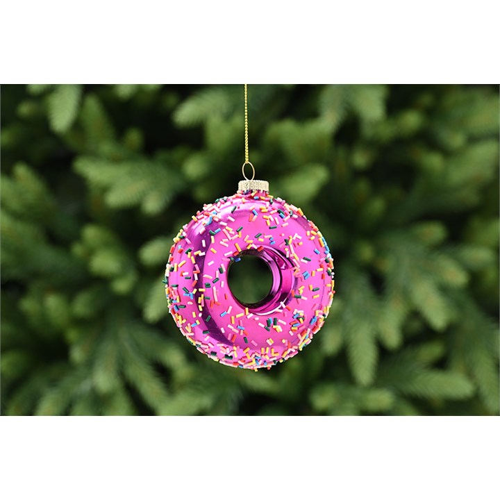Sprinkle Donut Glass Hanging Decoration