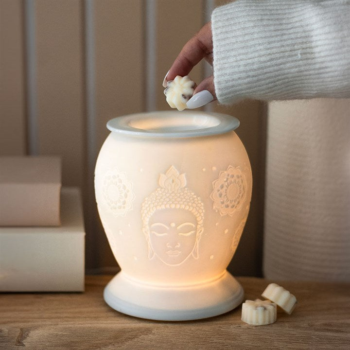 White Ceramic Buddha Electric Oil Burner