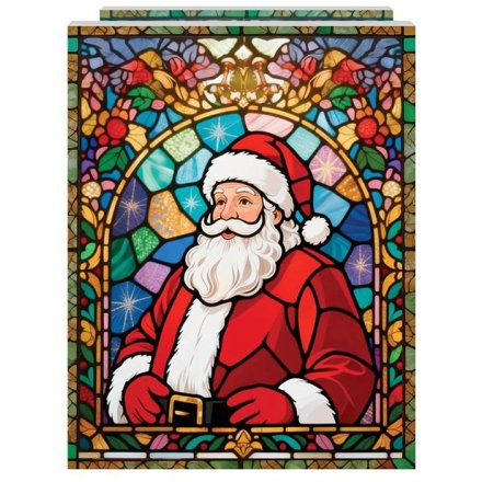 Light Up Santa LED Glass Plaque, 21cm