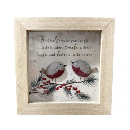 Robin Framed Wall Plaque, 12cm