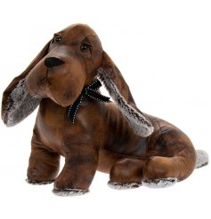 Sitting Faux Leather Dachshund Doorstop