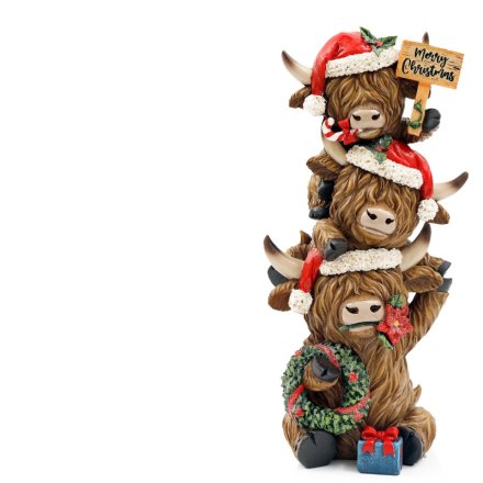 32.5cm Highland Cow Stack Deco