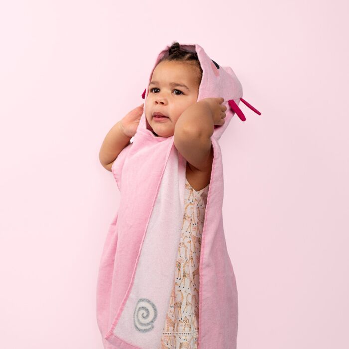 Kids Hooded Towel - Adoramals Maddie the Axolotl