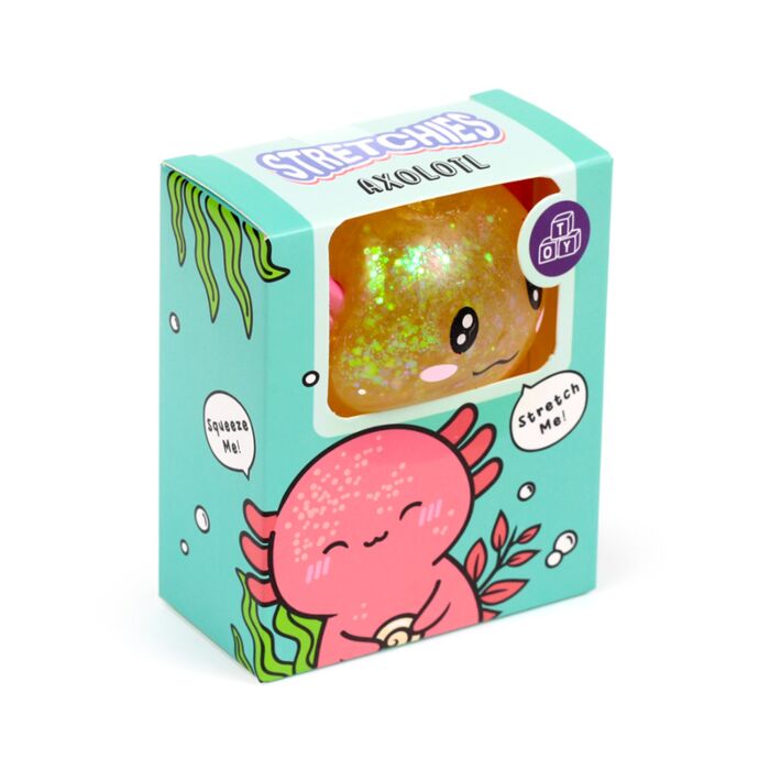 Stretchy Squeezy Fidget Toy - Glitter Axolotl