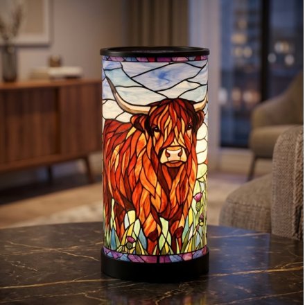 Highland Cow Stained Glass Lamp, 22cm