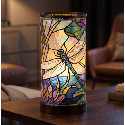 Stained Glass Dragonfly Lamp, 22cm