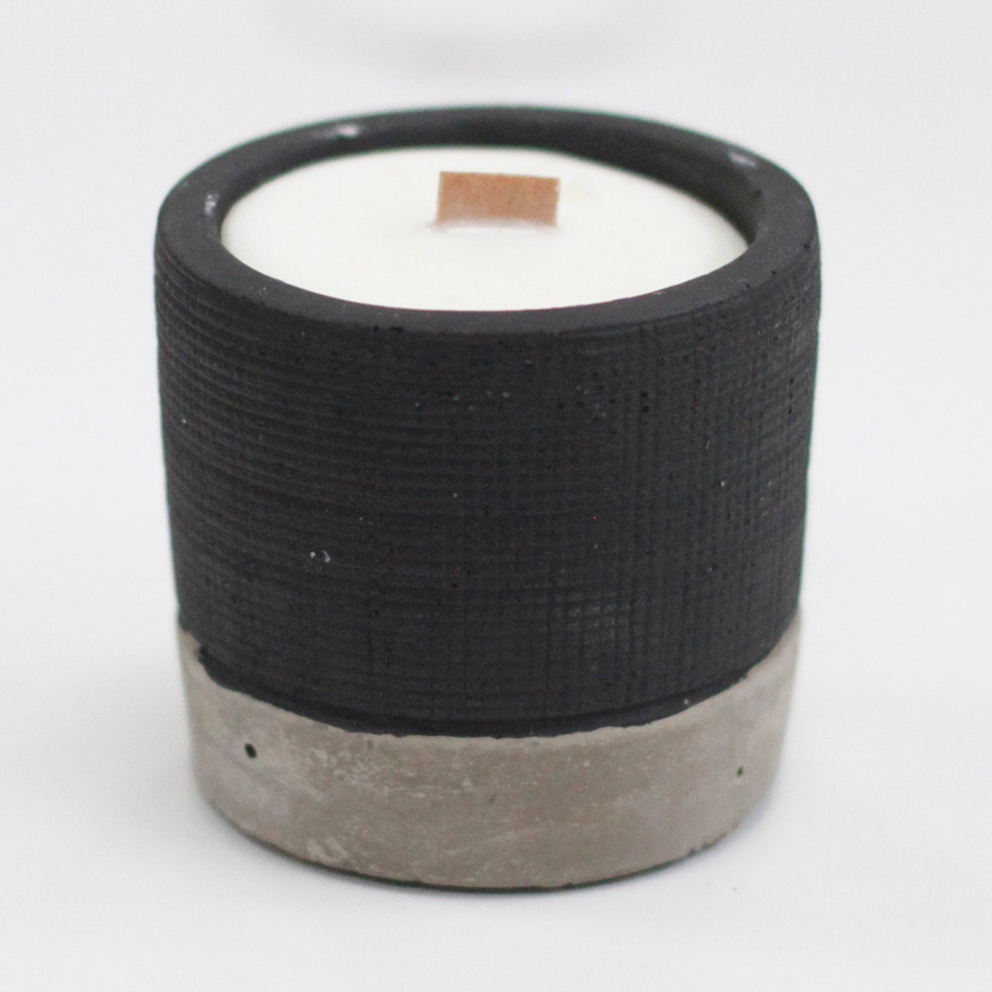 Concrete Wooden Wick Candle Pot - Black - Brandy Butter