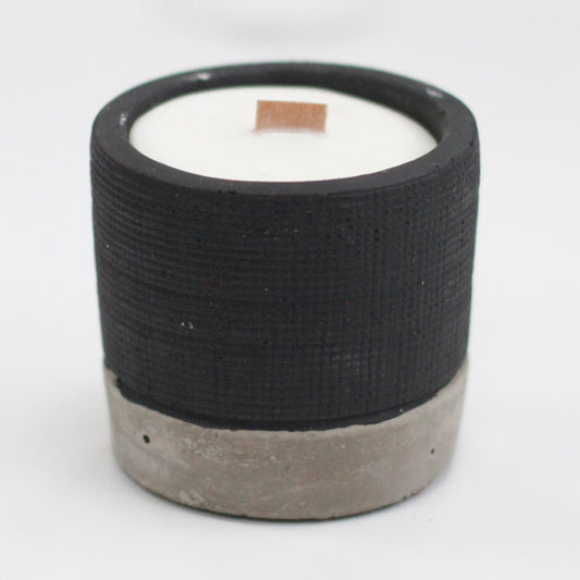 Concrete Wooden Wick Candle Pot - Black - Brandy Butter