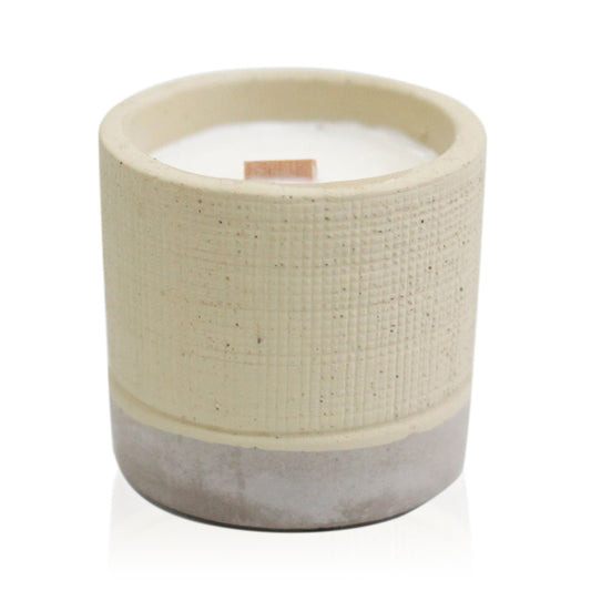 Concrete Wooden Wick Candle Pot - Grey - Coffee in the Club