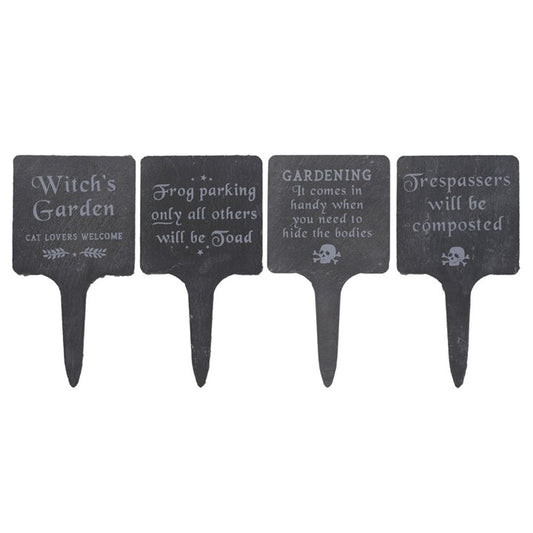Set of 4 Slate Gothic Garden Signs - LAST CHANCE