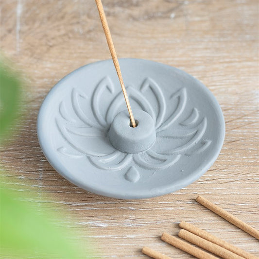 Grey Lotus Terracotta Incense Plate - LAST CHANCE