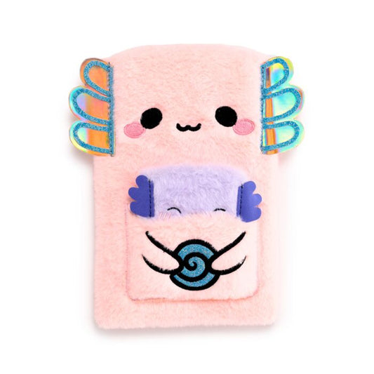 Plush A5 Notebook with Pouch & Mini Notebook - Adoramals Maddie the Axolotl