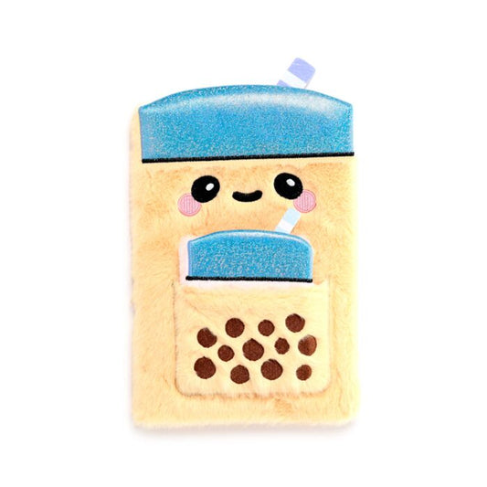 Plush A5 Notebook with Pouch & Mini Notebook - Foodiemas Bubble Tea