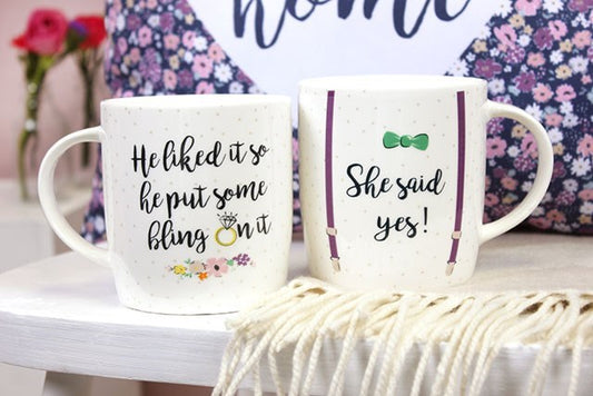 She Said Yes Mugs Couples Mug Set