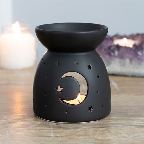 BLACK MYSTICAL MOON CUT OUT OIL BURNER