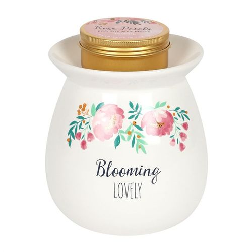 LARGE BLOOMING LOVELY WAX MELT BURNER GIFT SET - LAST CHANCE