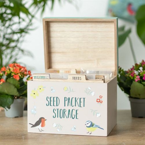 BRITISH GARDEN BIRDS SEED PACKET STORAGE BOX