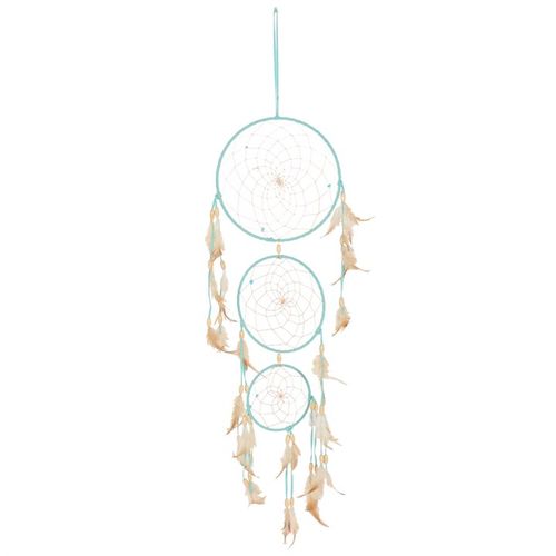 LIGHT BLUE TRIPLE DREAMCATCHER WITH FEATHERS - LAST CHANCE