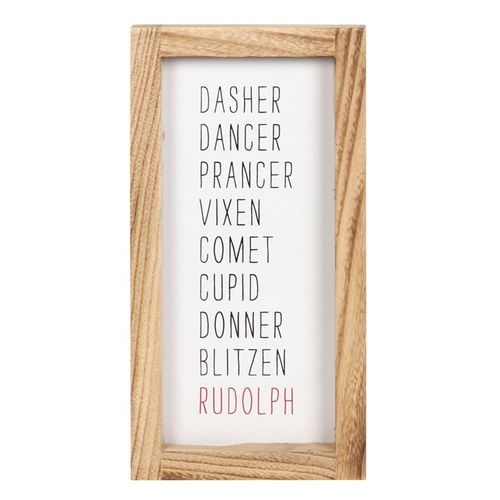 REINDEER NAMES WOODEN SIGN