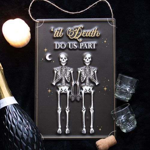 TIL DEATH DO US PART HANGING METAL SIGN