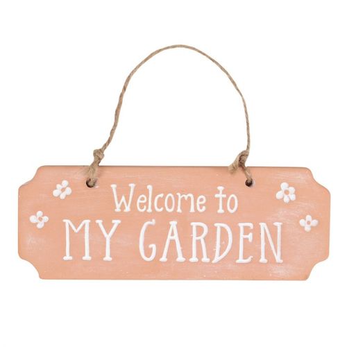 WELCOME TO MY GARDEN TERRACOTTA HANGING SIGN