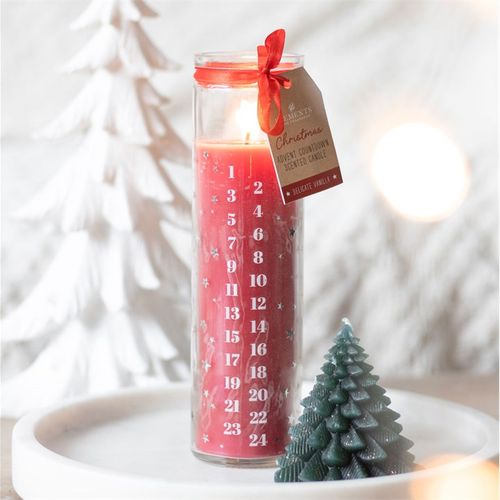 RED VANILLA ADVENT PILLAR CANDLE
