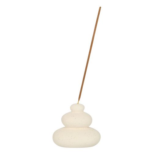CREAM SPECKLE BALANCING STONES INCENSE STICK HOLDER