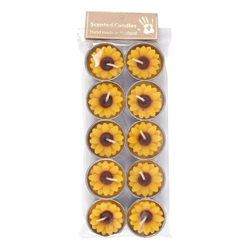 SET OF 10 YELLOW AND ORANGE SUNFLOWER CANDLES